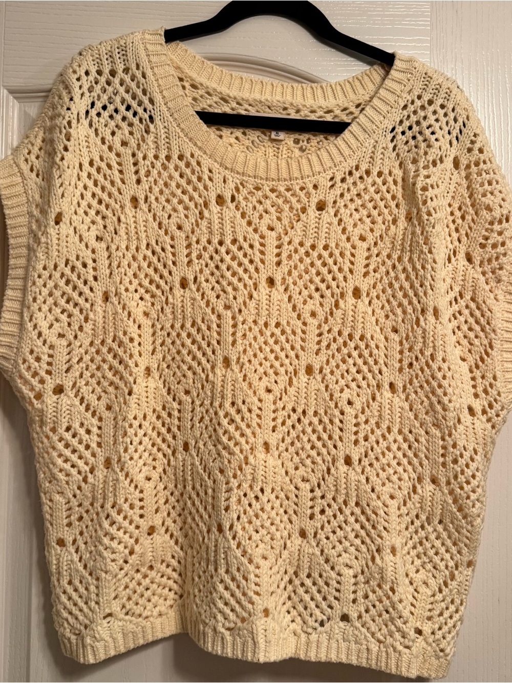 Lucky Brand Cream Open-Weave Scoop Neck Sweater